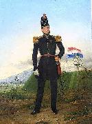 unknow artist Oil painting with an officer of the KNIL, the Royal Dutch East Indies Army.